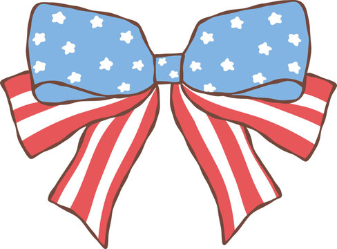 Coquette 4th of July ribbon bow stars 