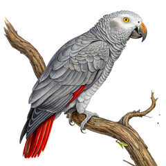 Obraz premium Red and Silver Macaw Parrot Isolated on White Background, Vibrant Tropical Bird with Exotic Feathers