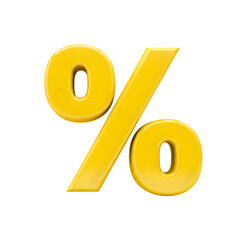 Bold Yellow Percentage Symbol 3D Render transparent background
