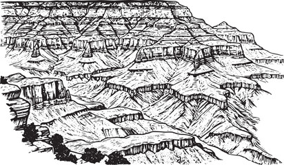 Fototapeta premium Artistic monochrome illustration of the majestic Grand Canyon la