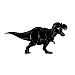 Fototapeta premium T-Rex dinosaur silhouette roaring, side view, prehistoric style.