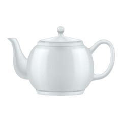 Elegant ceramic teapot design on a white background showcasing simplicity and functionality for tea lovers