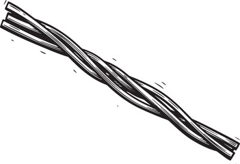 Intricate electrical wire woodcut illustration in monochrome, a