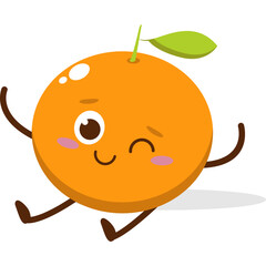 Cute orange character kawai vector for orange mascot. happy face, winking eye,. smile