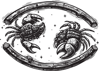 Astrological zodiac sign Cancer artwork with crab illustration i