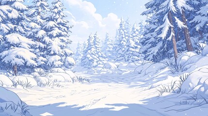 Beautiful scene in the snow forest