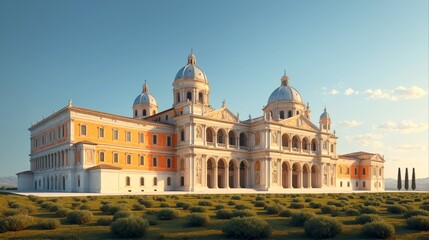 Obraz premium Renaissance revival architecture with domed towers and ornate facade. 1