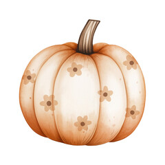 Floral Pumpkin Clipart &ndash; Orange Gourd with Flowers