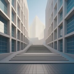 3d illustration of abstract minimal architecture background, monochromatic geometric architectural