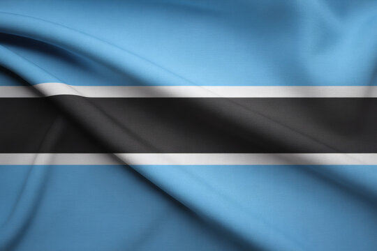 Waving Botswana Flag Background - High-Resolution Image of the National Flag with Draped Fabric Texture