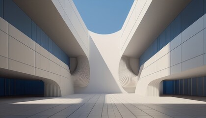 Obraz premium 3d illustration of abstract minimal architecture background, monochromatic geometric architectural