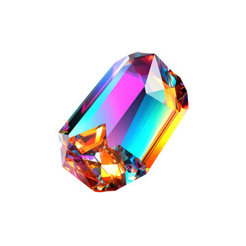 Vibrant rainbow gemstone crystal abstract design red on transparent background