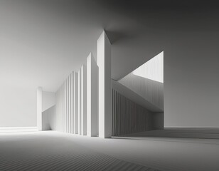 Fototapeta premium 3d illustration of abstract minimal architecture background, monochromatic geometric architectural