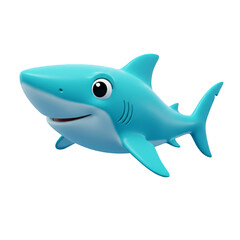 Obraz premium 3D Render Cute Blue Shark Isolated on Transparent Background