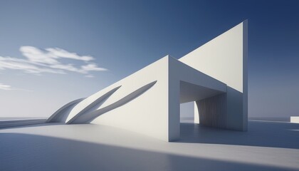 3d illustration of abstract minimal architecture background, monochromatic geometric architectural