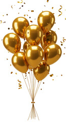 3D Rendered Gold Balloons with Confetti Celebration Party Decoration