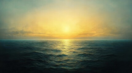 Obraz premium A serene sunset over a vast ocean