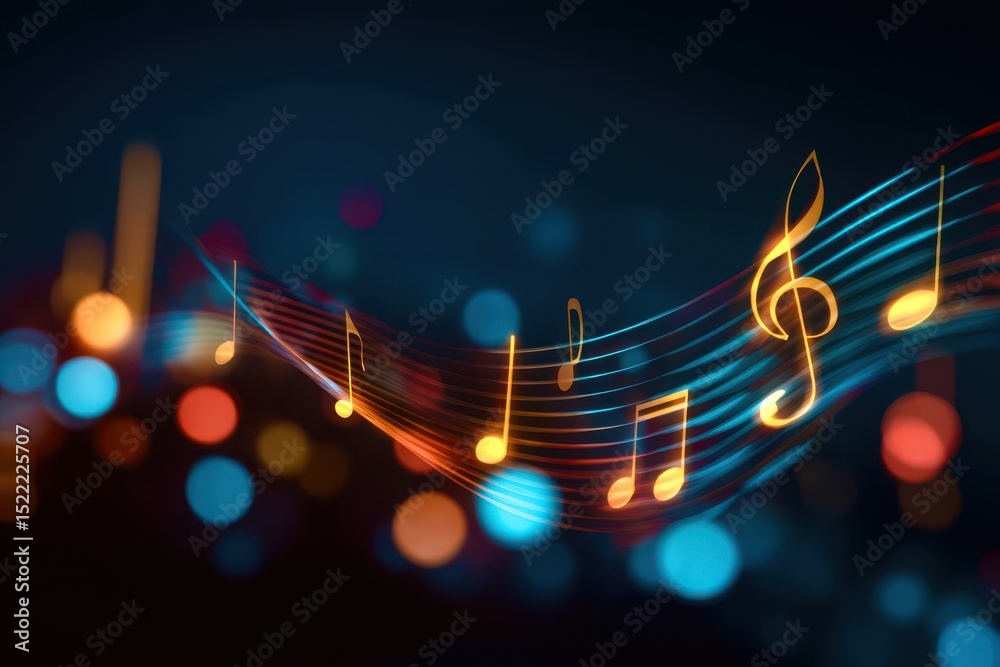 Aufkleber a colorful musical score with notes and a line of dots