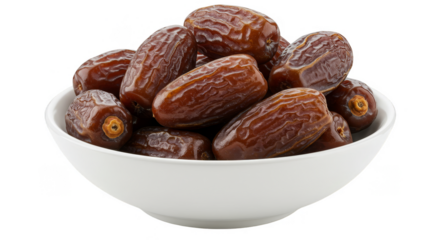 Bowl of Brown Sweet Dates Delicious and Healthy on Transparent Background