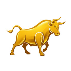 Fototapeta premium Golden Bull Strong Animal Illustration with Transparent Background