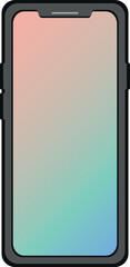 Vector illustration of a modern smartphone with slim design, large touchscreen display and minimal bezel, perfect for mobile technology, communication, and app UI concepts.