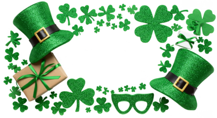 Festive St Patrick's Day Decoration Frame with Gift and Shiny Hat