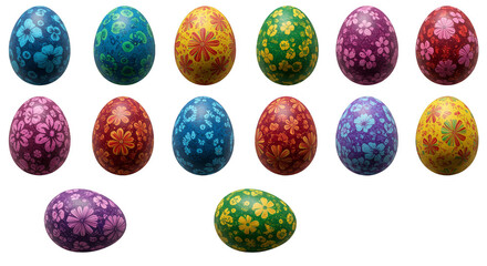 Colorful Decorated Easter Eggs with Intricate Pattern an Illustration