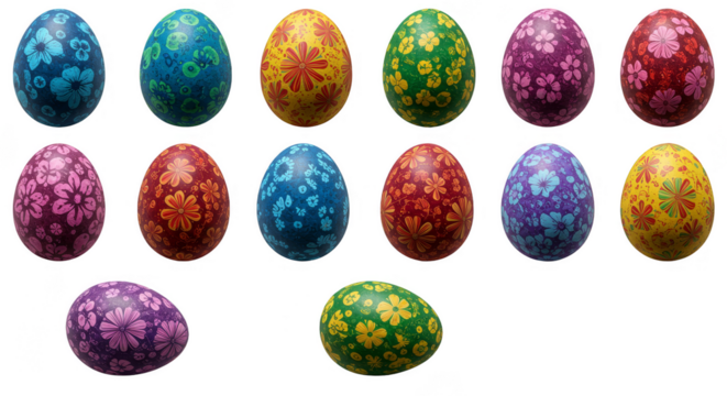 Colorful Decorated Easter Eggs with Intricate Pattern an Illustration