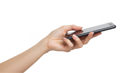 Holding Phone In Transparent Background Mobile Communication Concept