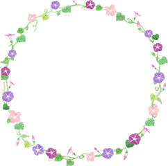 나팔꽃 수채화 원형 프레임