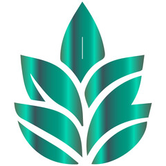 A modern geometric leaf featuring a smooth and beautiful color gradient