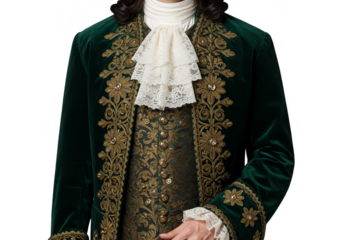 Historical Portrait Man in Green Velvet Jacket with Embroidery Transparent