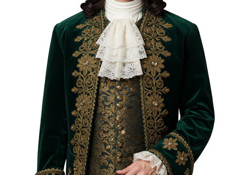 Historical Portrait Man in Green Velvet Jacket with Embroidery Transparent