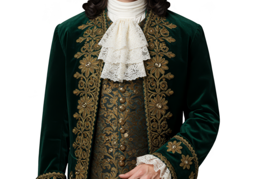 Historical Portrait Man in Green Velvet Jacket with Embroidery Transparent