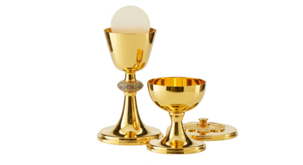 Eucharist PNG Image Golden Chalices Hold Communion Wine Bread Wafers
