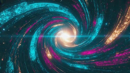 Cosmic Swirl: Vibrant Neon Spiral Galaxy and Starburst for Digital Art and Design - Powered by Adobe