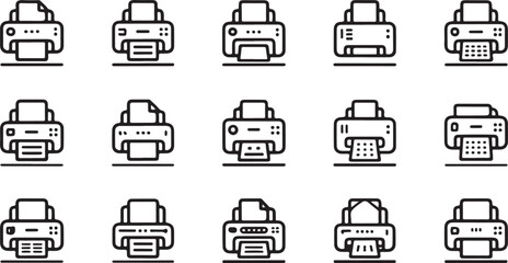 Printer Line Icon Set &ndash; Vector Outline Icons for Printing Devices and Office Equipment