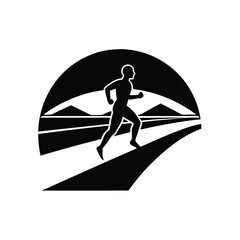 Runner Sprinting Sunrise Road Vector Illustration