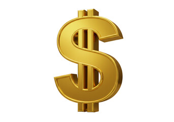 Obraz premium Golden Dollar Sign Currency Symbol Isolated Transparent Background
