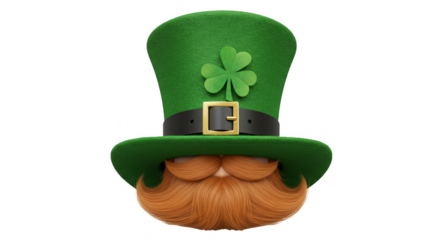 Illustration Leprechaun Face with Green Hat and Beard for St Patricks Day