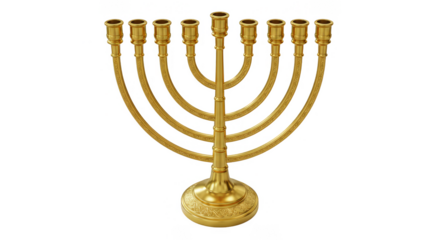Golden Menorah Isolated Transparent Background with Candles Illustration