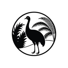 Fototapeta premium Single Cassowary Rainforest Vector Outline