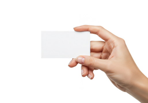 Hand Holding Blank White Business Card Paper Isolated Mockup Template