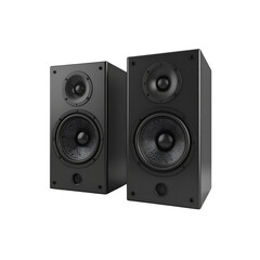High fidelity black stereo speakers modern audio on transparent background hifi