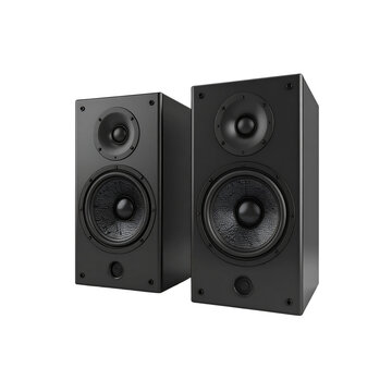 High fidelity black stereo speakers modern audio on transparent background hifi
