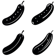 Black and White Depicting Four Stylized Cucumbers in a Square Arrangement Isolated on White