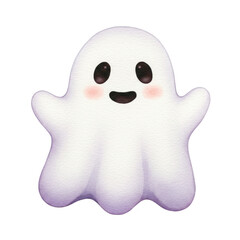 Obraz premium Illustration of a Cute White Ghost for Halloween on Transparent Background