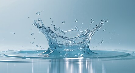 High Resolution Water Splash Photo with Clear Blue Wave and Droplets on Clean White Background