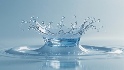 High Resolution Water Splash Photo with Clear Blue Wave and Droplets on Clean White Background