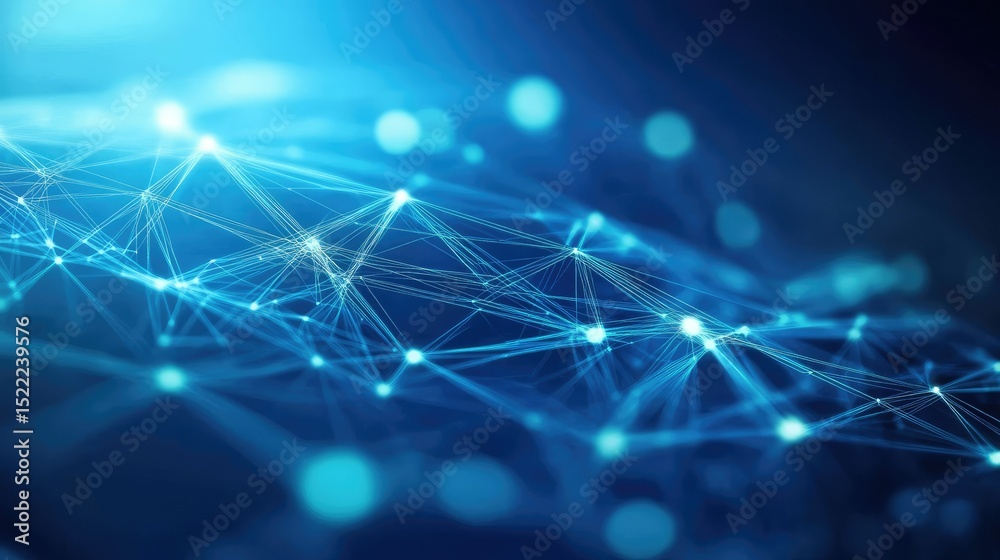 Poster abstract visualization of digital waves in a futuristic network, representing connectivity, technolo